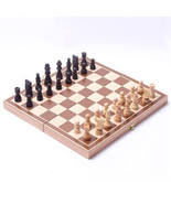 Chess Set Folding Wooden Portable Board Table Game Family Entertainment Wood Box - £10.89 GBP