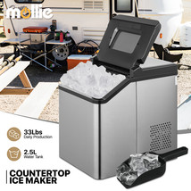 [Self Cl EAN Ing+Scoop+Handle]Countertop Cube Shape Ice Maker Machine 33lbs/24hrs - £266.56 GBP