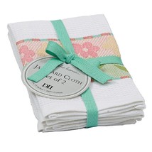Dishcloth Set of 2 Design Imports Flower Stripe Jacquard Cotton 13 x 13&quot; - £11.79 GBP