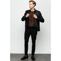 Vinci The Claribel Snake Black Skin Leather Men Jacket image 2