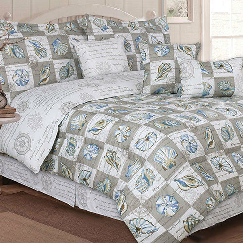 Nautical Elite Ocean Seashell 7 Piece Bed In Bag Comforter Set,Choice Sizes-NEW - $69.28 - $79.18