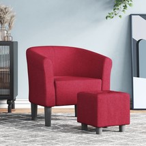 Tub Chair with Footstool Wine Red Fabric - $5,694.22 MXN