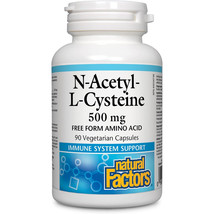 Natural Factors NAC (N-Acetyl-Cysteine) 500mg, 90 Vegetarian Capsules - $16.25