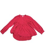 Sundance PM Red Peasant Pintuck Button Long Sleeve Boho Blouse High Low ... - £15.58 GBP