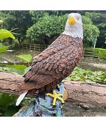 American Bald Eagle Statue Perched on Stone Figurine Yard Lawn Ornament ... - $61.25 CAD