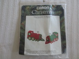 CARON Christmas 2 TRAINS ORNAMENTS NEEDLEPOINT SEALED Kit #1403 - £12.01 GBP