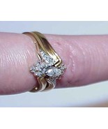 14k .33Ct Diamond Marquise 2 Ring Set &amp; Enhancer Yellow Gold Size 8 Grea... - £623.22 GBP