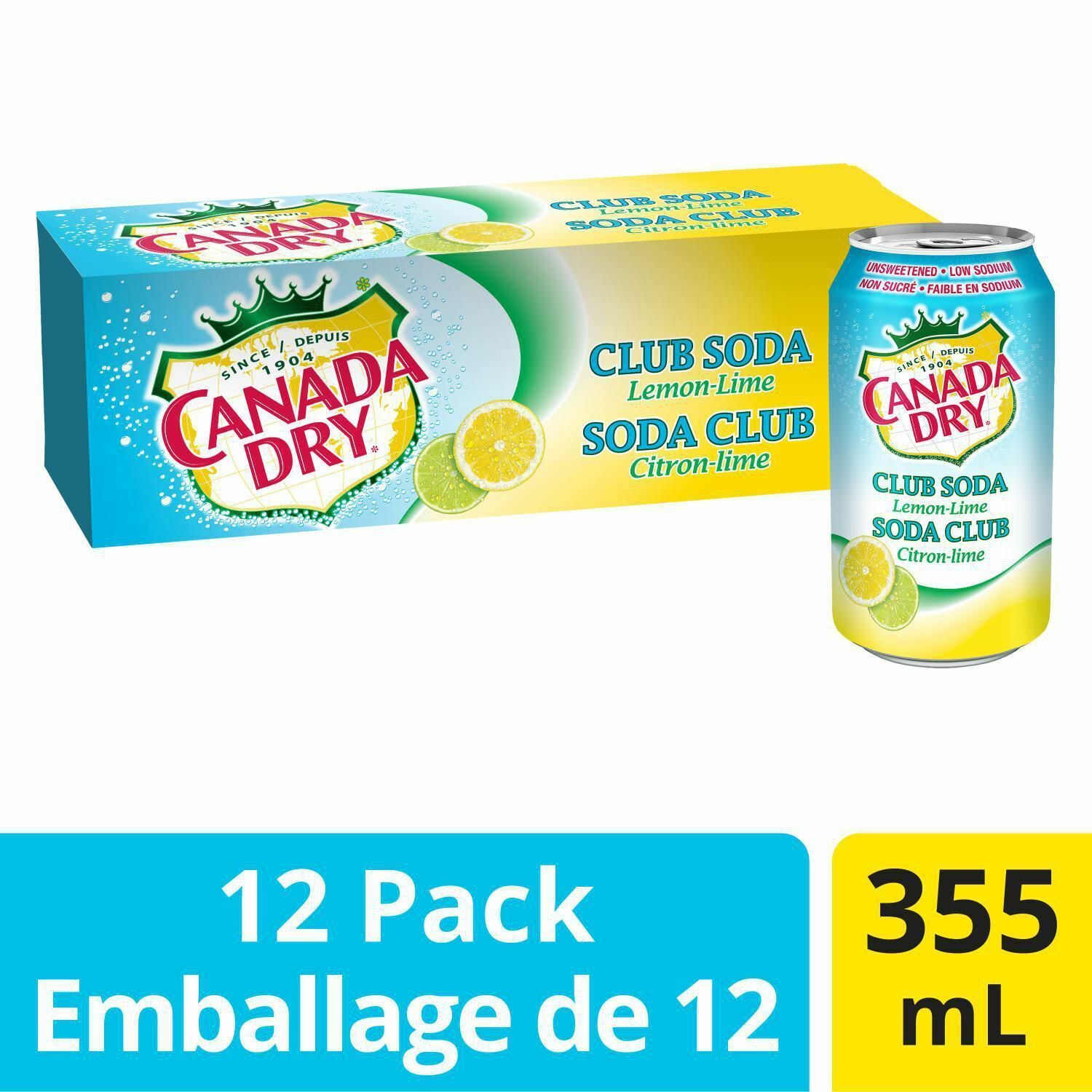 2 X 12 Cans of Canada Dry Club Soda Lemon-Lime, 355ml Each,Canada- Free Shipping - £41.71 GBP