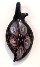 3D Flower Art Glass Pendant for Necklace Curved Teardrop Shape 2.25&quot; - £10.22 GBP