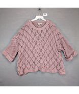 Umgee Women&#39;s XL Chunky Oversize Open Diamond Knit Long Pink Sweater Cot... - $40.75 CAD