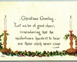 Candlesticks Holly Garland Christmas Greeting Lowell Poem Owen Co DB Pos... - $3.91