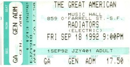 The Radiators Concert Ticket Stub September 18 1992 San Francisco Califo... - £19.53 GBP