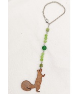 Wooden Squirrel and Gemstone Rear View Mirror Car Charm - Fun Auto Acces... - $12.99