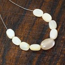 14.55cts Natural Moonstone Oval Beads Loose Gemstone 9pcs Size 8x6mm To 11x8mm - £5.65 GBP