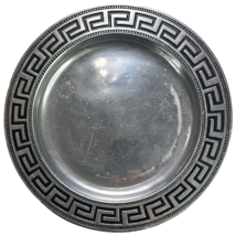 Vintage Wilton Columbia Pa Pewter 11&quot; Plate Greek Aztec Design Silver Black - £23.58 GBP