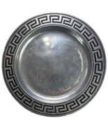 Vintage Wilton Columbia Pa Pewter 11&quot; Plate Greek Aztec Design Silver Black - £22.41 GBP