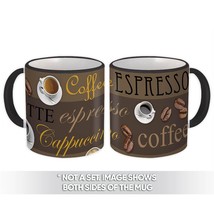 Coffee Beans : Gift Mug Brown Pattern Cup Tea Spoon Kitchen Home Decor Macchiato - £12.77 GBP