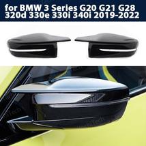 2p Bright Black Side Wing Rearview Mirror Cover Caps For Bmw 3 Series G2... - £32.04 GBP