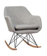 Upholstered Rocking Arm Chair with Solid Steel Wood Leg-Gray - £118.29 GBP