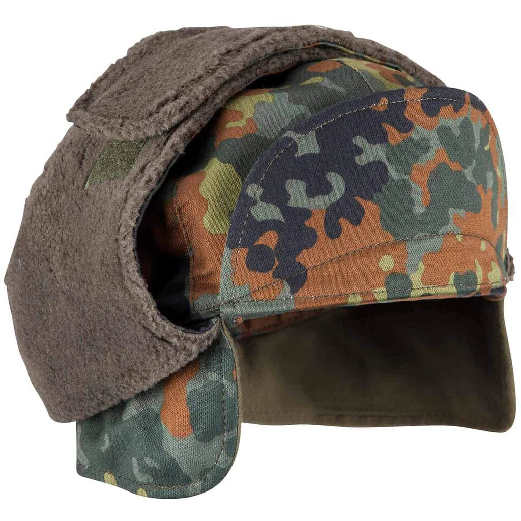 Primary image for New German army winter cap military hat camo camouflage peaked faux fur thermal