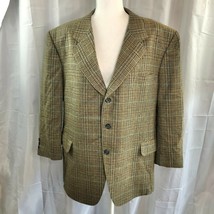 England House Men&#39;s Brown Plaid Sport Coat 51&quot; Chest 3 button Notched Lapel - £55.39 GBP