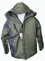 Han Ton Men&#39;s Long Sleeve Hooded Polyester Jacket Green MFJ-140 Medium NWT  - $19.79