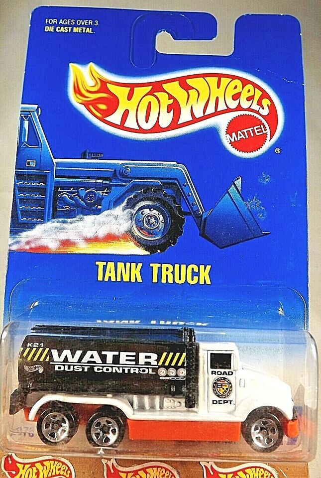 1991 Hot Wheels Blue/White Card #147 TANK TRUCK White-Orange w/Chrome 5 Sp-Varia
