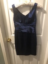 Jones New York Navy Blue Cocktail Dress Sz 4P Form Fitting Stylish Slimm... - $24.27