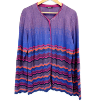 Elena Miro Womens L Cardigan Sweater Chevron Rainbow Virgin Wool Made In Italy - £30.94 GBP
