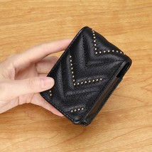  Lipsti Wallet Leather Mini Wallet Female Makeup Mirror Lipstick Case Designer C - $24.05