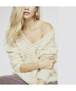 V82 Free People Crashing Waves Pullover Sweater Cream Small S $128 OB876... - £27.32 GBP