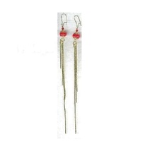 Red lampwork chain crystal dangle earrings  2 thumb200