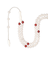 Tasbih 4mm Milky Jade, Red Agate Gemstone -99 Prayer Beads with Beautifu... - $30.10 CAD