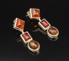 925 Sterling Silver - Vintage Multi Shaped Baltic Amber Dangle Earrings-... - £59.99 GBP