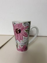 Coffee Mug Tea Cup 16oz Floral Pink Flower Flowers  - £17.37 GBP