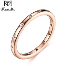 925 Sterling Silver Rose Gold Rings for Women Luxury Circle Round Simple Band Je - £16.99 GBP