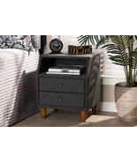 Remy Charcoal Fabric Upholstered 2-Drawer Wood Nightstand - $3,156.90 MXN