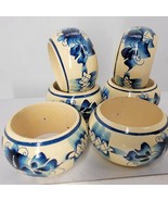 Set of 6 Beautiful Cream Blue Ribbon Napkin Rings Holiday Formal Dinner ... - $11.87