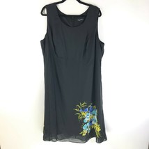 Maggie Barnes Shift Dress Sleeveless Scoop Neck Floral Black Size 20W - £18.89 GBP