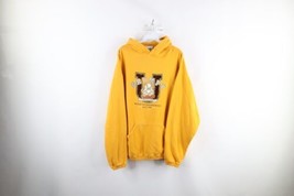 Vtg Disney Mens XL Faded Spell Out Snow White Grumpy University Hoodie Yellow - £42.79 GBP
