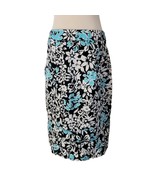 Cato Floral Black Blue White Pencil Ruffle Back Skirt Size 8 - £15.82 GBP