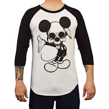 Lowbrow Art Ta Da Mickey Mouse Skeleton White Black Baseball Shirt Tee S... - £28.74 GBP