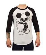 Lowbrow Art Ta Da Mickey Mouse Skeleton White Black Baseball Shirt Tee S... - $36.00