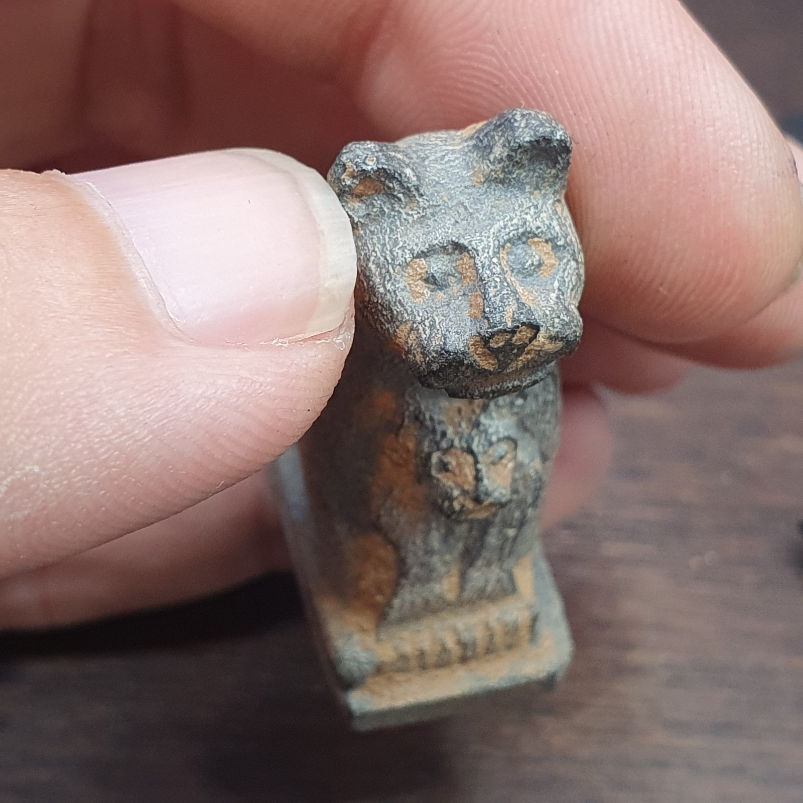 Antica statuetta animale in pietra gatti misteriosi animali perline amuleto Item image 7