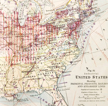 1920 United States Map Railroad Steamship Lines Centerfold Vintage USA DWQ6 - $29.99