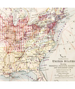 1920 United States Map Railroad Steamship Lines Centerfold Vintage USA DWQ6 - €25,73 EUR