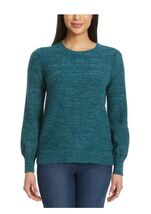 Gloria Vanderbilt Womens Sweater Green Crewneck Long Blouson Sleeves Soft - $56.32 CAD