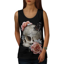 Flowers Skull Rose Tee Concert Art Women Tank Top - £9.71 GBP