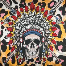 DBLLF  Skull in Feather Head Dress Wall Hanging Tapestry Animal Print - £17.48 GBP
