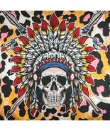 DBLLF  Skull in Feather Head Dress Wall Hanging Tapestry Animal Print - £17.32 GBP